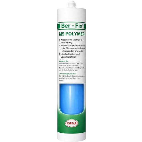 Ber-Fix MS Polymer Kleber & Dichtstoff | BFX-11026-B | BLAU | 290ml | Unterwasser Pool-Reparatur & Abdichtung | Chlor- & Salzwasserbeständig | Für Folie Fliesen Skimmer Beton