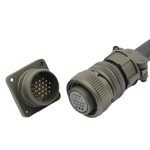 7-Pin Circular Connector, Waterproof Ms3106A 3106A14S-6S Plug, Threaded Connection, Aluminum Alloy Construction, Anti-Slip