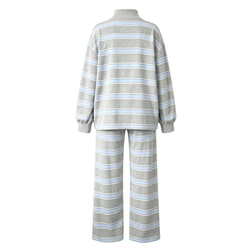 Travel Sweatsuits for Women Set - Striped Sweatshirt and Sweatpants Outfits - image 3