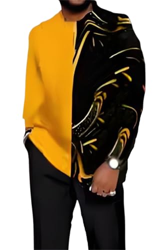TIFIYA Men's African Dashiki 2 Piece Sweatsuits Big Men Walking Sets Retro Clothes Suits S-5XL