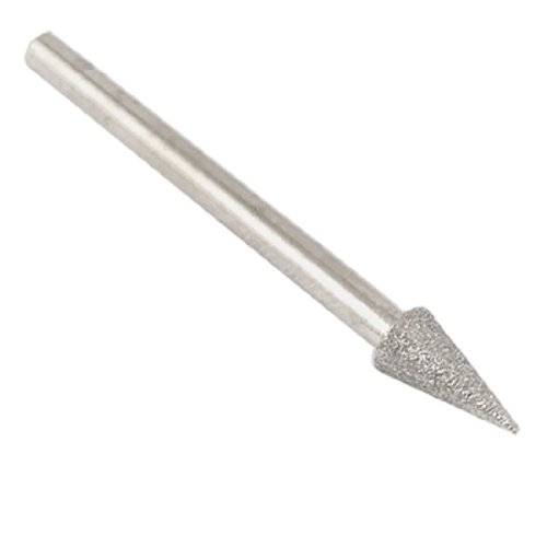 Aexit 5 Pcs Grinders 3mm Dia Shank 5mm Conical Head Diamond Mounted Straight Grinders Point Bit