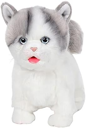 Interactive British Shorthair Blue Cat- Electronic Interactive Stuffed Animal Cat- Handmade Realistic Electronic Plush Cat- Companion Pet Gifts for Boy/Girl/Older Adults