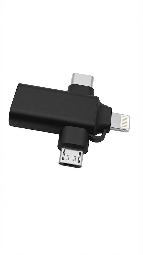 3-in-1 multi-functional otg card reader, usb, type-c & micro usb memory card adapter for smartphones, tablets, and laptops (black)