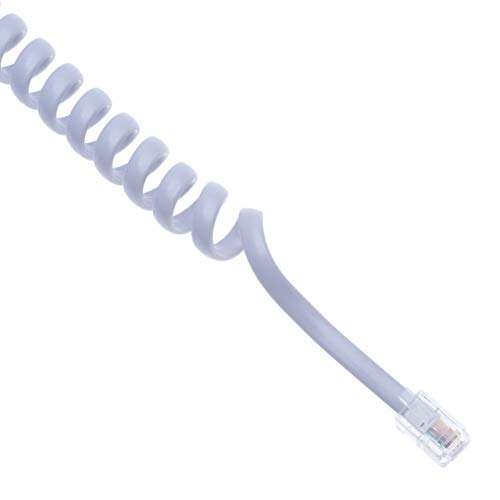1 Foot Rj10 Telephone Phone Cord Lead Curly Cable Spring Coiled Spiral Handset Wire 6 Feet (After Stretch) Compatible With Landline/Ip Phones Bt, At&T, Cisco, Nec, Rolm, Itt, Ti (White) #TOP2