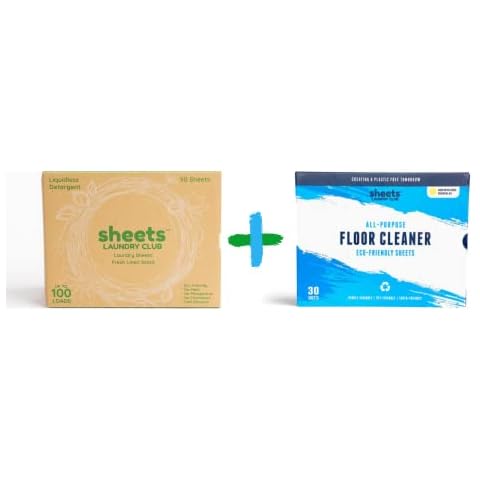 Sheets Laundry Club Bundle - 50 Pack (up to 100 loads) Fresh Linen Detergent Sheets & 30 Pack Lemon Scent Floor Cleaner Solution Sheets - New Liquidless Technology, Travel Essential Cleaning Agents Cover