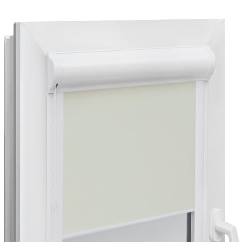 Voppi Kassettenrollo innen Verdunkelung Classic 112x230 Rollo in Thermokassette ecru glatt mit Nappalederkette für jeden Fensterraum Voppi Kassettenrollo innen Verdunkelung Classic 112x230 Rollo in Thermokassette ecru glatt mit Nappalederkette für jeden Fensterraum