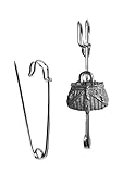 Panier de pêche en osier GT292 avec écharpe, broche et épingle à kilt en étain 7,5 cm