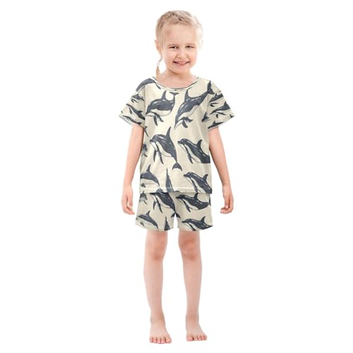 senya Short Sleeve Pajamas Sets Summer Cotton Sleepwear Black Dolphin3
