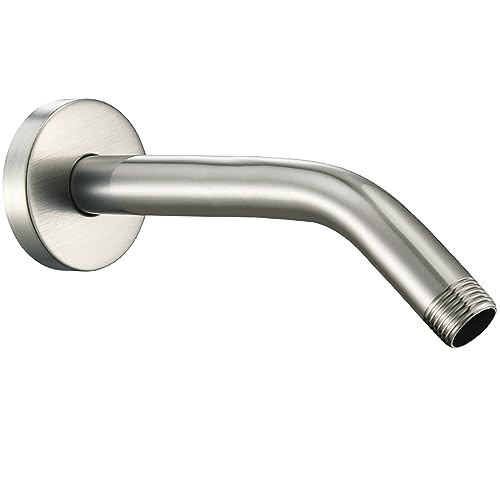 Nuodan Shower Arm with Flange, 8 Inches Wall Mount Replacement Shower Head Arm for Fixed Shower Head and Handheld Showerhead, Brushed Nickel by Nuodan - Used condition - CA$13.29