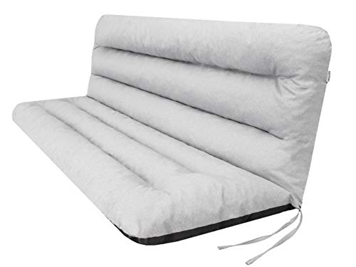 PillowPrim Cojín para columpio de Hollywood, cojín para banco de jardín, cojín para banco, cojín de asiento y respaldo, cojín de jardín, ancho del asiento de 180 cm, color gris ceniza