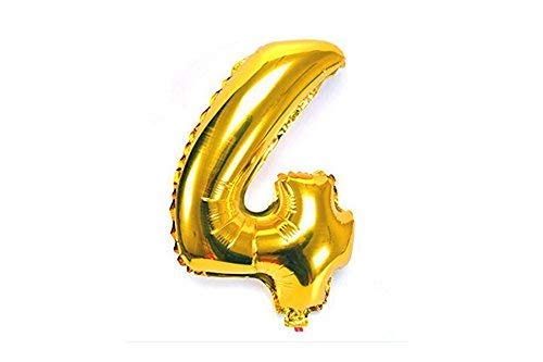 Amit Marketing Metallic Foil Balloon I 16?Inch Numerical Number Balloons I for Kids Party Supplies, Birthday and Anniversary Parties Decoration & Celebration I Party Decor items ? Gold (4 Number)