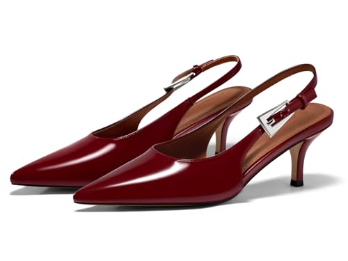 Image of Coutgo Womens Slingback Heels Kitten Low Heel Dress Shoes Closed Pointed Toe Buckle Pumps Work Wedding Shoes