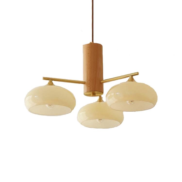 Lustre en verre et cuivre style crème français chic