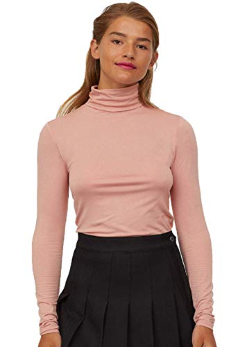 Image of Fabricorn Stylish Black Turtle Neck Cotton Tshirt for Women (Black)