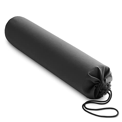 Saloniture Microfiber Cylinder Pillow Case Cover for Massage Table Bolsters - 30 x 6 Inch with Drawstring Closure, Black