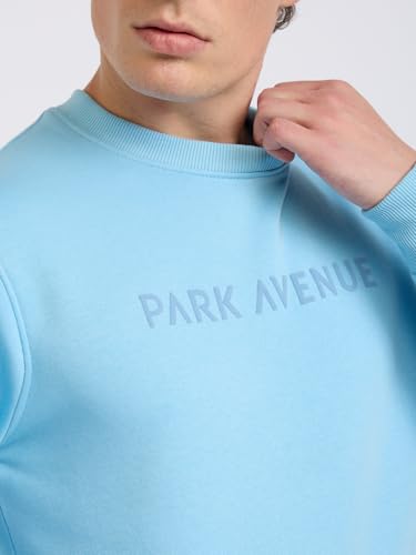 Image of Park Avenue Men Full Sleeve Slim Fit Solid Pattern Cotton Polyester Blend Regular Neck Regular Neck Casual Sweatshirt