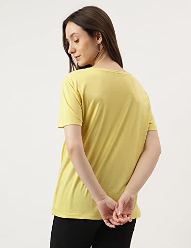 Image of Marks & Spencer Womens Solid Polyester Blend Crew Neck Relaxed Fit T Shirt
