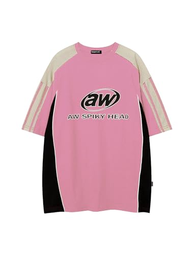 Vamtac Oversized T Shirt Classic Vintage 90s Contrast Color Graphic Tees Streetwear Racing Speedway Tops Unisex