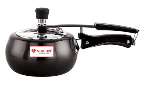 NIRLON Induction Base Hard Anodised Inner Lid Aluminium Pressure Cooker, 2 Litre, Black