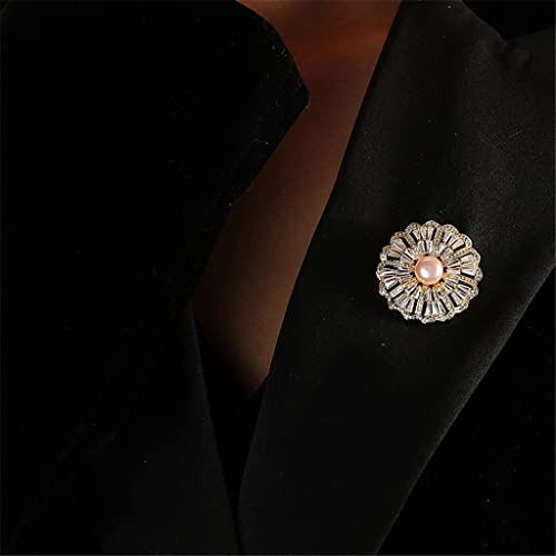 Épingle à vêtements anti-bâillement avec zircon naturel et perle d'eau douce