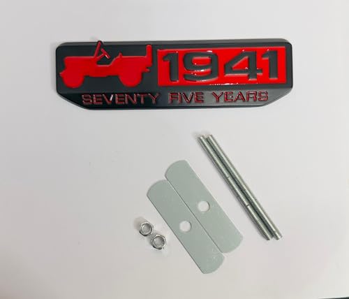 Image of Emblems for Car & Bike Metal Lo.go and Grill Me.tal Lo.go, Auto Accessories for Car Emblem 3D Badge Auto Racing Sport Sticker Grand Tourer Decal. (1941 Black RED Grill Sticker)