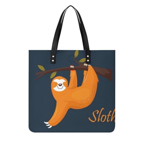 Sac à main paresseux jaune pour femmes - Tote bag de plage et voyage format 39x39cm