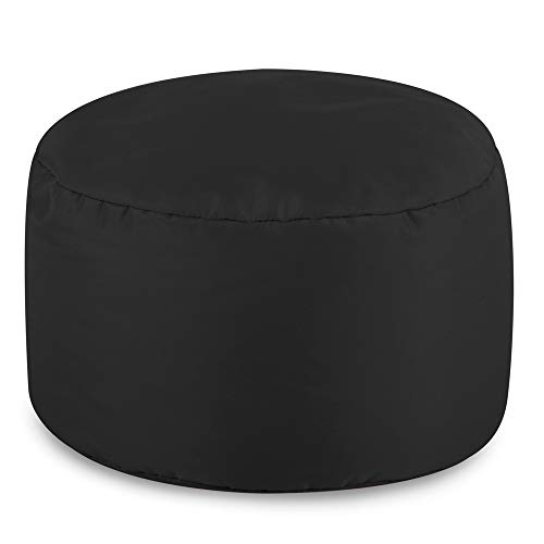 Bean Bag Bazaar Puf - 38cm x 20cm, Reposapiés Grande para Interiores y Exteriores (Negro, 1)
