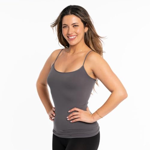 Image of Malibu Sugar Womens Camisole Tank Tops - Seamless Fitted Spaghetti Strap Cami Stretch Basic Womens Camisole for Layering XS-M