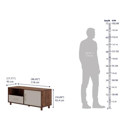 Image of Wakefit TV Unit | 1 Year Warranty | TV Stand Table, TV Unit for Living Room, TV Cabinet, Cabinet Engineered Wood with Drawer & 2 Close Shelves (Allie, Columbian Walnut & Pumic Grey)