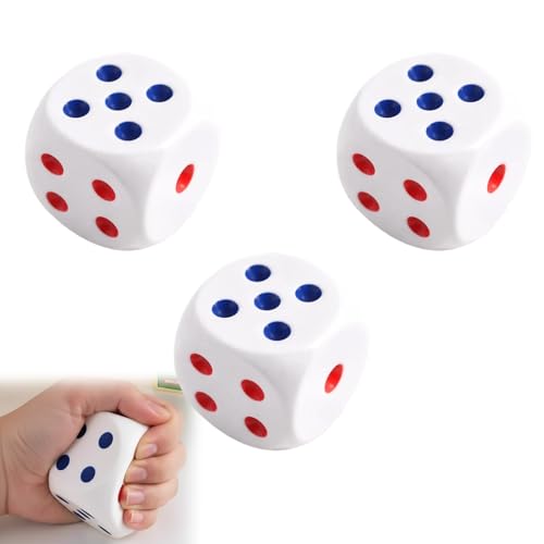 3Pcs Large Dice  Large Squishy Dice Set for Stress Relief Sensory 6x6 cm Cube for Office and Home Use