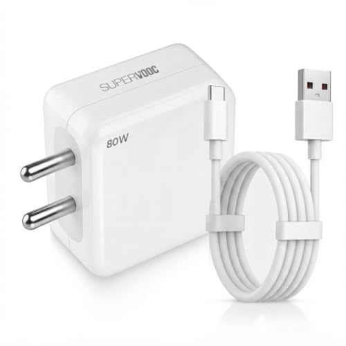 Image of 80W Type-C Charger for Yezz Art 3 Lite Original QC Adapter Type C 3.0A High Speed Fast Turbo Charge QC 3.0 Smart SinglePort with 1m Type-C Charging & Sync Cable (White, Dash, SE.AO3)