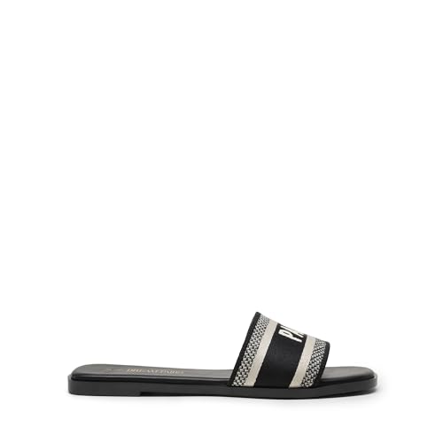 Image of DREAM PAIRS Women's Flat Sandals Slip On Slides Sandals Square Open Toe Jacquard Braided Fashion Slides Casual Beach Slippers for Summer