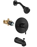 GBBNE Shower Trim Kit Bathtub Shower Faucet Set,Valve Included,with Shower Head,Single-Handle Tub Shower Kit Matte Black
