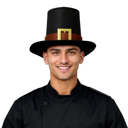 Thanksgiving Hats Black Pilgrim Felt Hat Novelty Costume Top Hats Party Cosplay Thanksgving Party Accessory for Adults