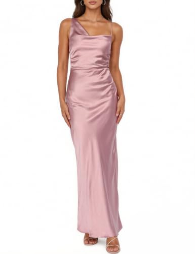 Image of Formal Satin Silk Spaghetti Strap Maxi Dresses for Women Wedding Guest