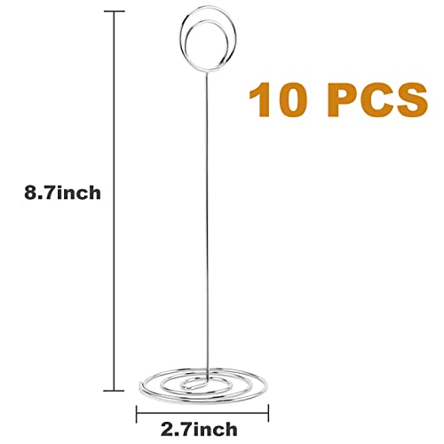Image of Table Number Holders, 10PCS Place Card Holder, Photo Holder (8.7 inch Silver) | Picture Holder, Card Stand Name Menu Clips, Large Size Table Sign Card Holder for Centerpieces Wedding Birthday Party
