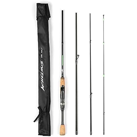 Portable Travel Spinning Fishing Rod Lightweight Carbon Fiber 4 Pieces Fishing Pole Cover