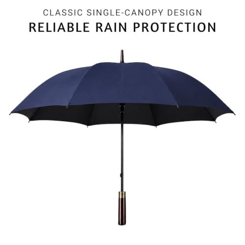 Image of ginoya brothers 3-Fold Folding Travel Umbrella with Wooden Handle Automatic Open & Close UV Protection Umbrella for Men & Women Compact Windproof Sun & Rain Protection