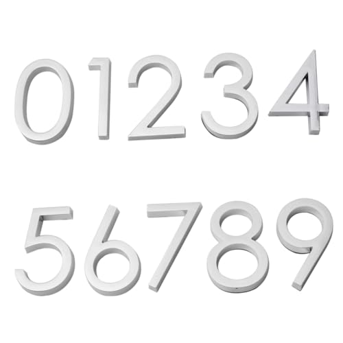 VILLCASE Targa Porta Numeri Adesiva 0-9 in Plastica Abs 5,8x3,6 Cm Set Da 10 Pezzi Autoadesiva Per Cassette Postali e Porte Superfici Lisce
