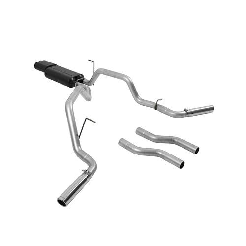 Image of Flowmaster 17425 American Thunder Cat-Back Exhaust Kit Dual 2.5 Inch Tailpipes Aluminized Steel 3 Inch Polished Stainless Steel Tips Compatible with 2000-2006 Toyota Tundra 4.7L 2 /4WD All Wheelbases