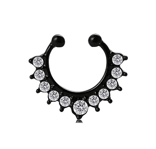 Image of RUVEE Nose & Ear Clip Titanium Plated Pin Non Pierced Just Press for Women & Girls Septum Ring