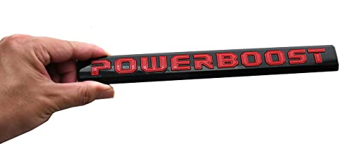 Image of 2pcs POWERBOOST Latter Emblem Left Door Badge Nameplate Replacement for 2019-2023 F-150 (Red)