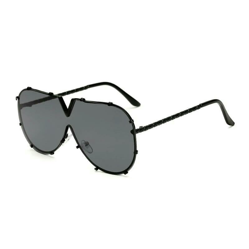 Sunglasses Men'S Large Frame Metal Sunglasses Women'S Fashion Oversized One-Piece Uv400 Eyewear