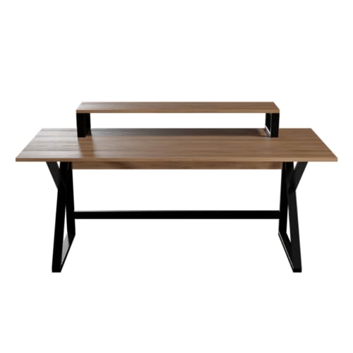 Image of Riyan Luxiwood Meja Computer Table with Top Shelves for Home & Office I Modern Computer Desk Table, Multipurpose Table, Gaming Table, Study Table for Students (Color-Beige)