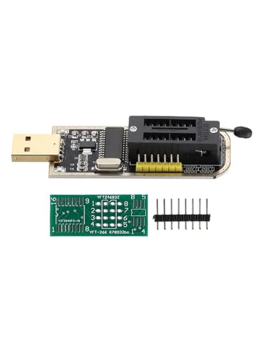 Lecreatekit CH341A - Programador USB para microcontroladores FLASH serie 24/25, para módulo flash spi con interfaz UART, 85,2 x 27,5 mm, color negro