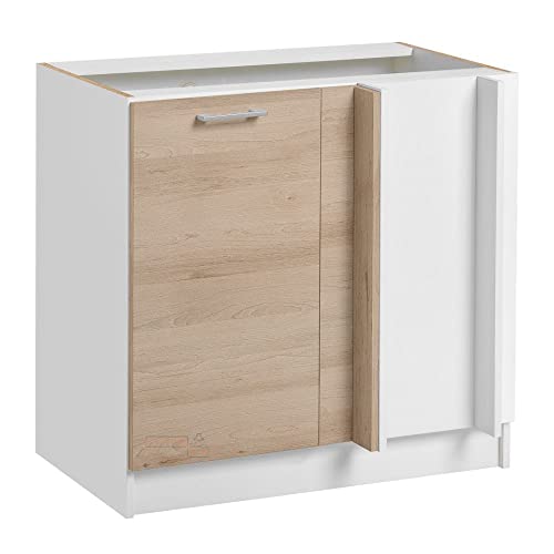 Cuisineandcie - Meuble Cuisine Bas d'angle ECO Chêne Naturel 1 Porte L 105cm + 1 étagère - Meuble Bas Cuisine, Meuble d'angle Cuisine