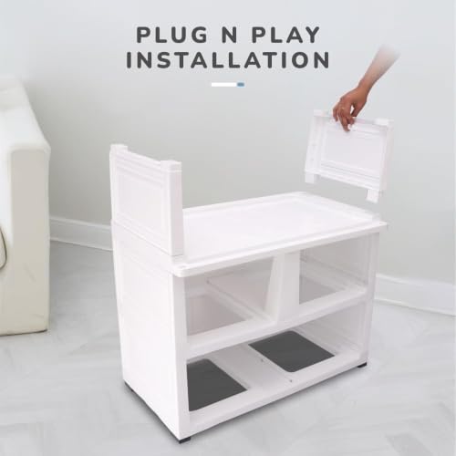 Image of Kids Plastic Collapsible Wardrobe Organizer for Storage with Drawers | Cute Cartoon Design | Heavy Duty Runner Rug Floor Mat Carpets Organizer Bedroom, Living Room (Elephant, 1+4-Door)