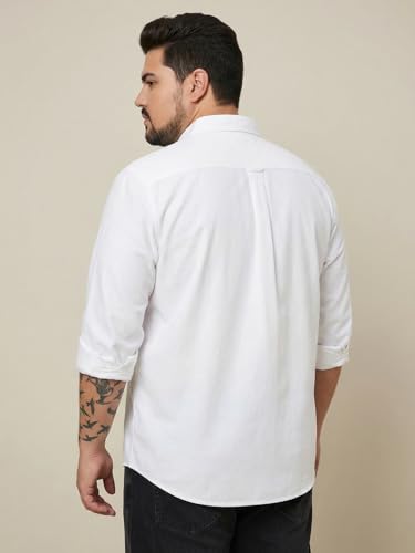 Image of Urbano Plus Men's Cotton Full Sleeve Regular Fit Solid Oxford Shirt with Button-Down Collar