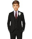 Kids Suit for Boy 5 Piece Black Slim Fit Wedding Set with Tie for Boys Size 7