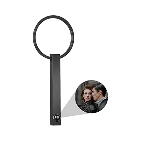 HXZDEY Personalized custom photo I love you projection keychain in 100 languages gift for girlfriend mom christmas, 2-black Cover